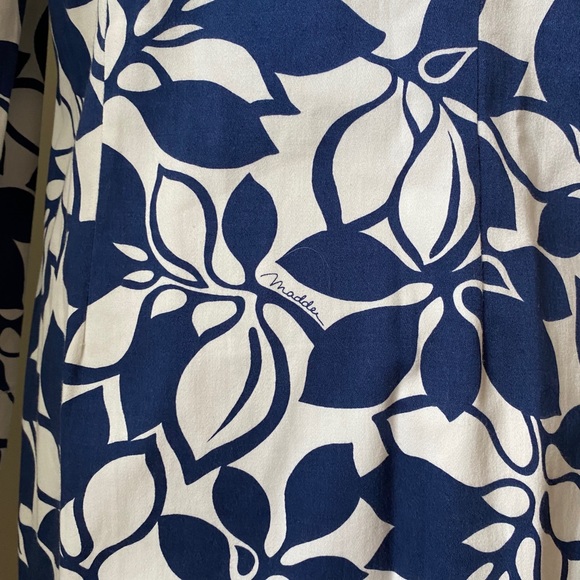 Melly M Navy Leaf Print Back Bay Sheath Dress - Picture 5 of 8